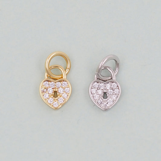 Gold Heart Charms,18K Gold Filled CZ Heart Pendant,Heart Charm Bracelet Necklace for DIY Jewelry Making Supply
