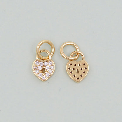 Gold Heart Charms,18K Gold Filled CZ Heart Pendant,Heart Charm Bracelet Necklace for DIY Jewelry Making Supply