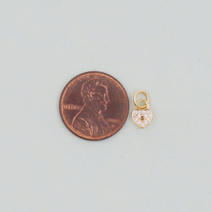 Gold Heart Charms,18K Gold Filled CZ Heart Pendant,Heart Charm Bracelet Necklace for DIY Jewelry Making Supply