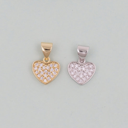 Gold Heart Charms,18K Gold Filled CZ Heart Pendant,Heart Charm Bracelet Necklace for DIY Jewelry Making Supply