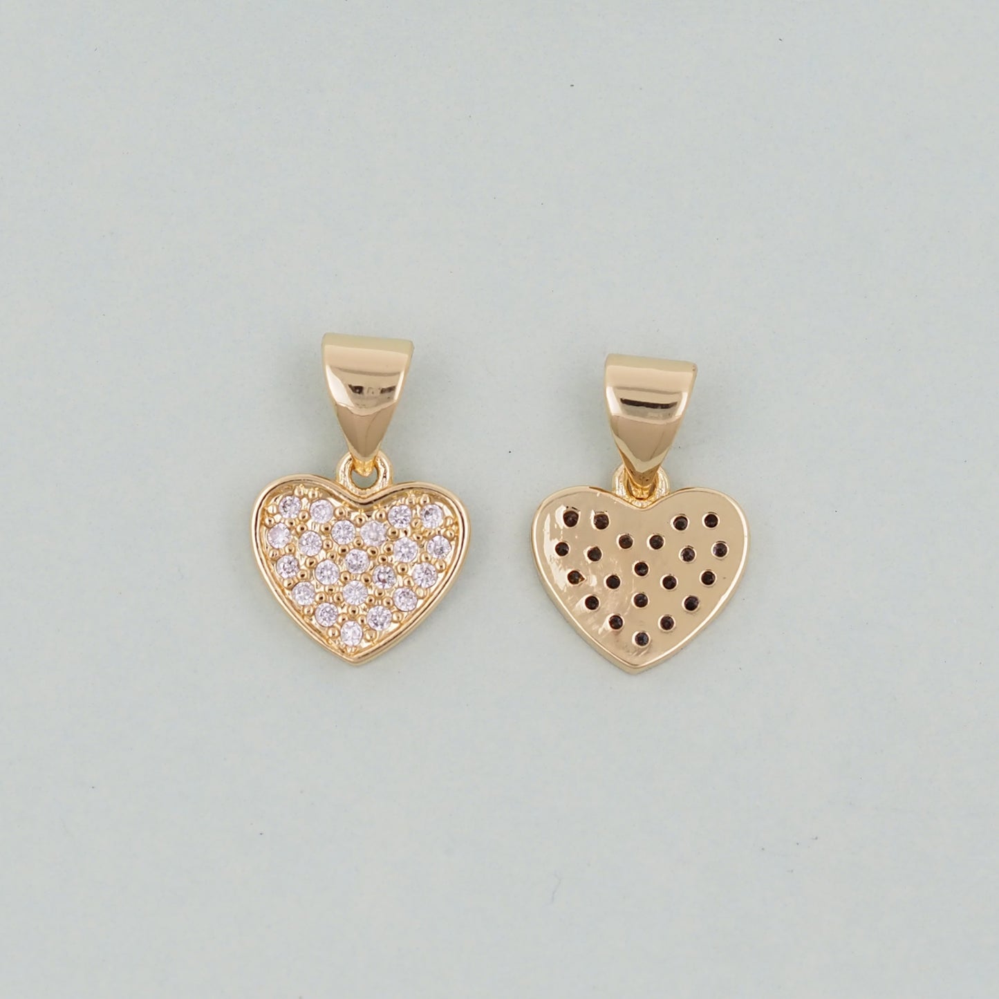 Gold Heart Charms,18K Gold Filled CZ Heart Pendant,Heart Charm Bracelet Necklace for DIY Jewelry Making Supply