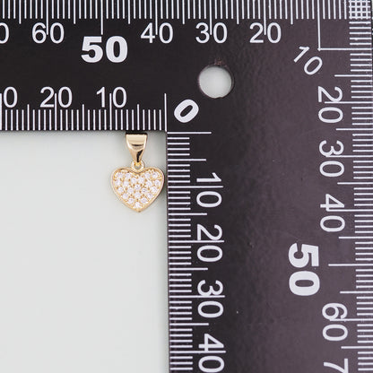 Gold Heart Charms,18K Gold Filled CZ Heart Pendant,Heart Charm Bracelet Necklace for DIY Jewelry Making Supply
