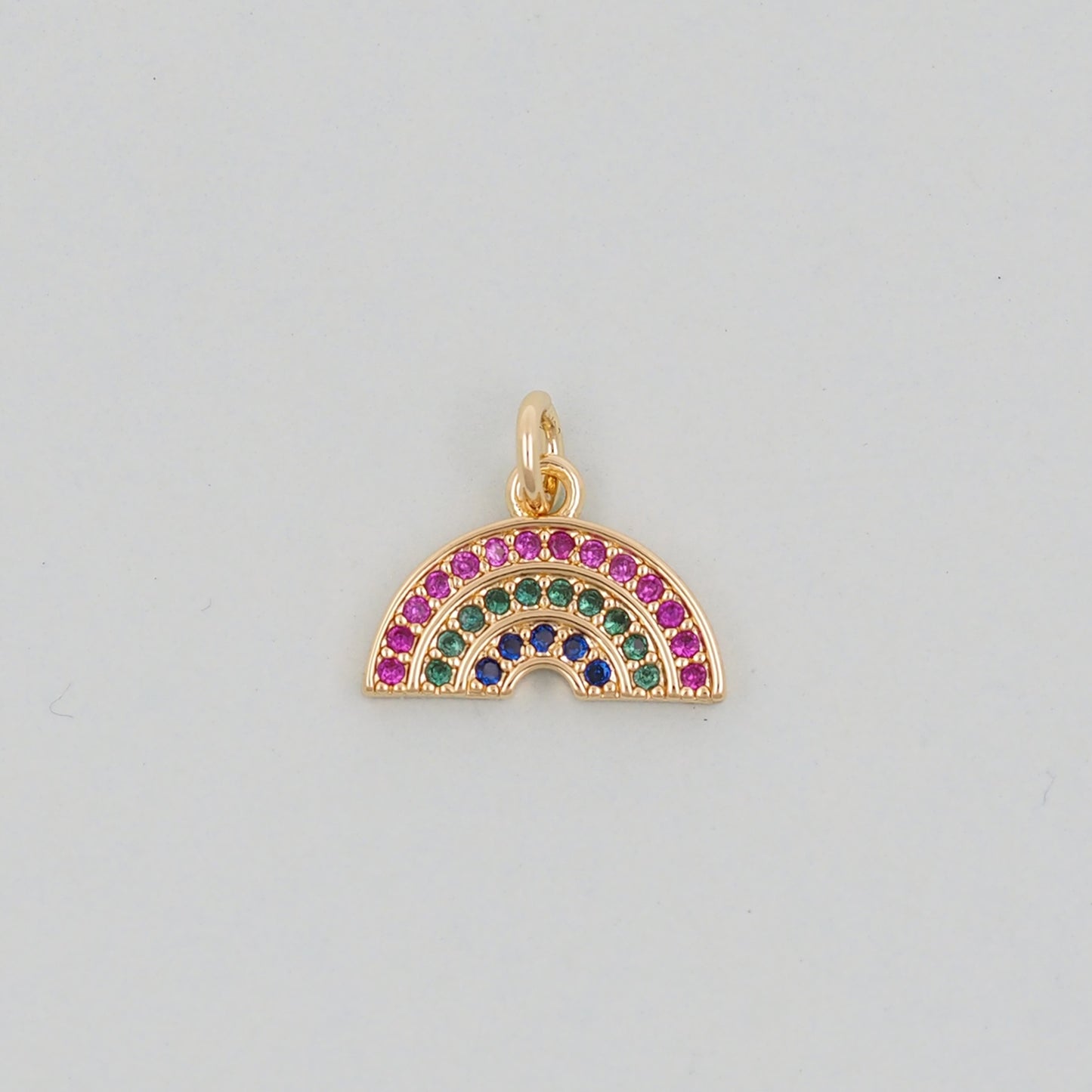 Gold Rainbow Charms,18K Gold Filled CZ rainbow Pendant,Silver rainbow Charm Bracelet Necklace for DIY Jewelry Making Supply