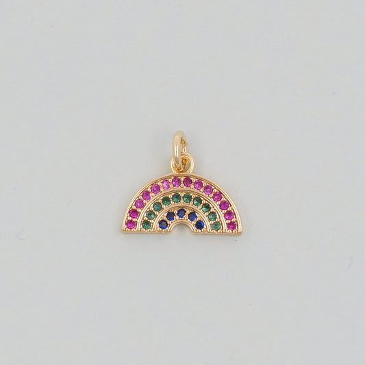 Gold Rainbow Charms,18K Gold Filled CZ rainbow Pendant,Silver rainbow Charm Bracelet Necklace for DIY Jewelry Making Supply