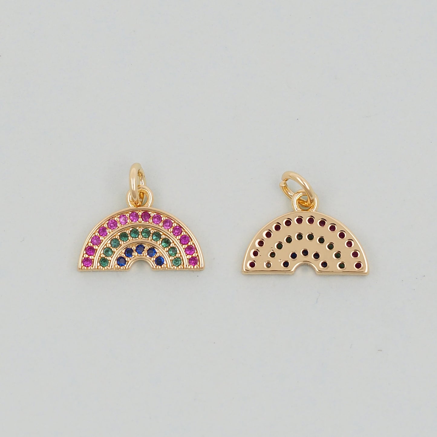 Gold Rainbow Charms,18K Gold Filled CZ rainbow Pendant,Silver rainbow Charm Bracelet Necklace for DIY Jewelry Making Supply