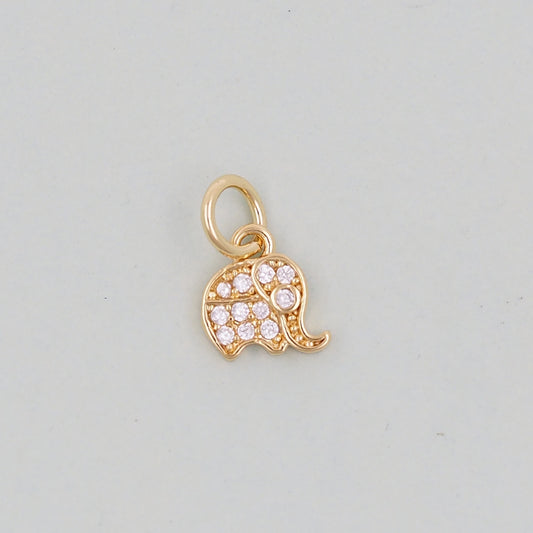 Gold Tiny Elephant Charms,18K Gold Filled CZ Elephant Pendant,Elephant Charm Bracelet Necklace for DIY Jewelry Making Supply