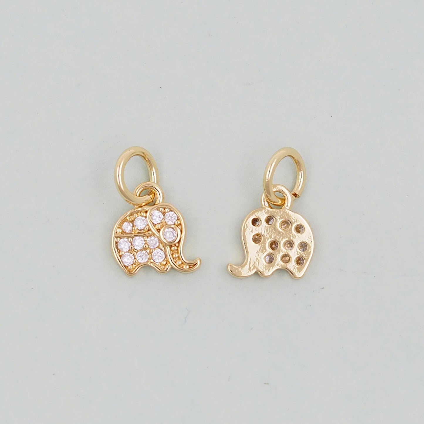 Gold Tiny Elephant Charms,18K Gold Filled CZ Elephant Pendant,Elephant Charm Bracelet Necklace for DIY Jewelry Making Supply