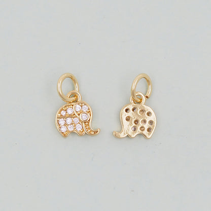 Gold Tiny Elephant Charms,18K Gold Filled CZ Elephant Pendant,Elephant Charm Bracelet Necklace for DIY Jewelry Making Supply