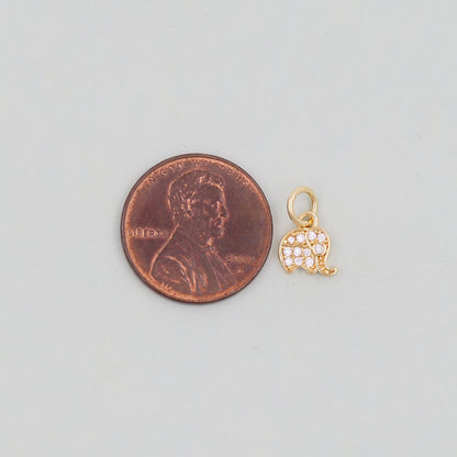 Gold Tiny Elephant Charms,18K Gold Filled CZ Elephant Pendant,Elephant Charm Bracelet Necklace for DIY Jewelry Making Supply