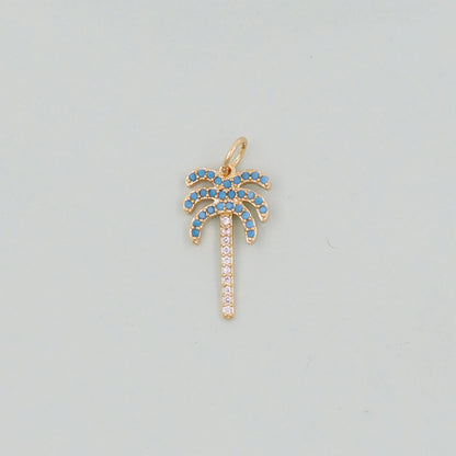 Gold Palm Tree Charms,18K Gold Filled Palm tree Pendant,Silver coconut tree Charm Bracelet Necklace for DIY Jewelry Making Supply