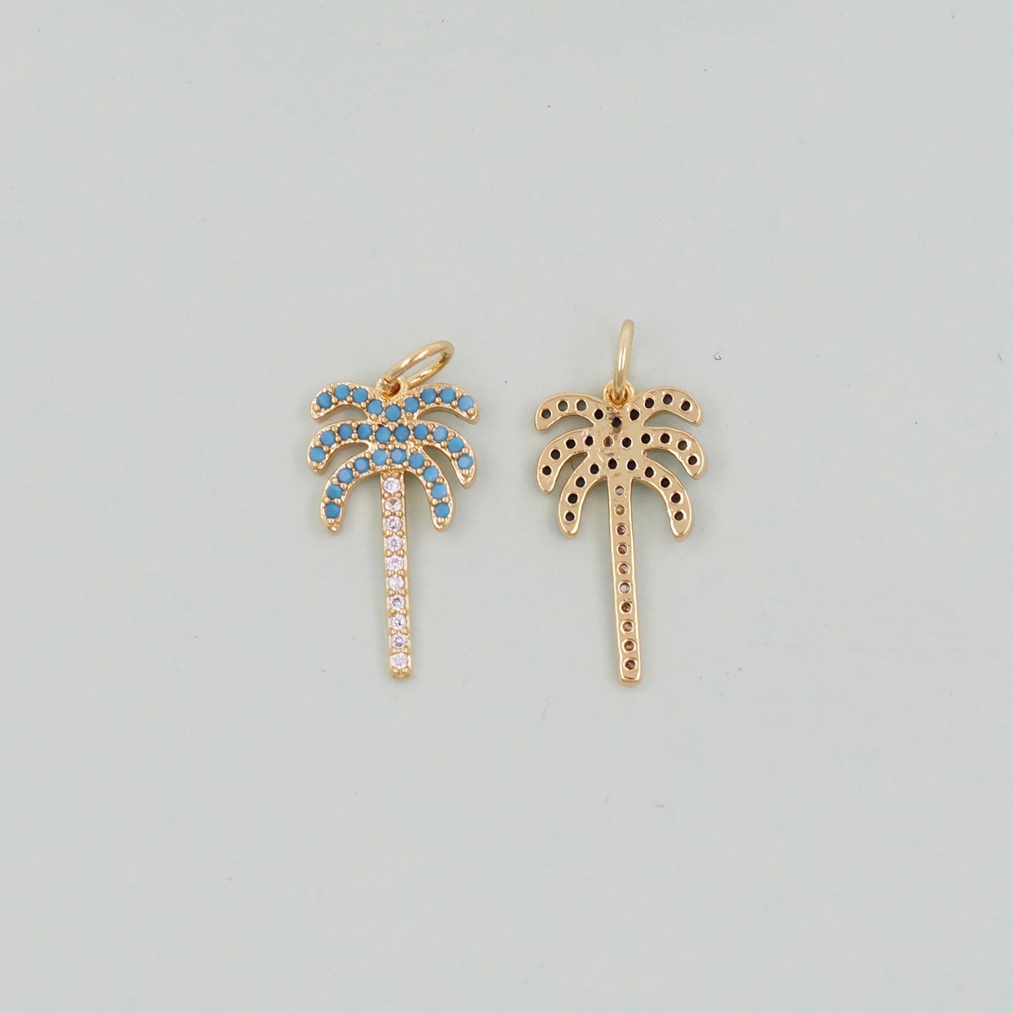 Gold Palm Tree Charms,18K Gold Filled Palm tree Pendant,Silver coconut tree Charm Bracelet Necklace for DIY Jewelry Making Supply