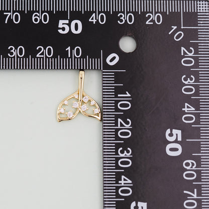 Gold Mermaid Charms,18K Gold Filled Tail Pendant,CZ Micro Pave Mermaid Tail Charm Bracelet Necklace for DIY Jewelry Making Supply