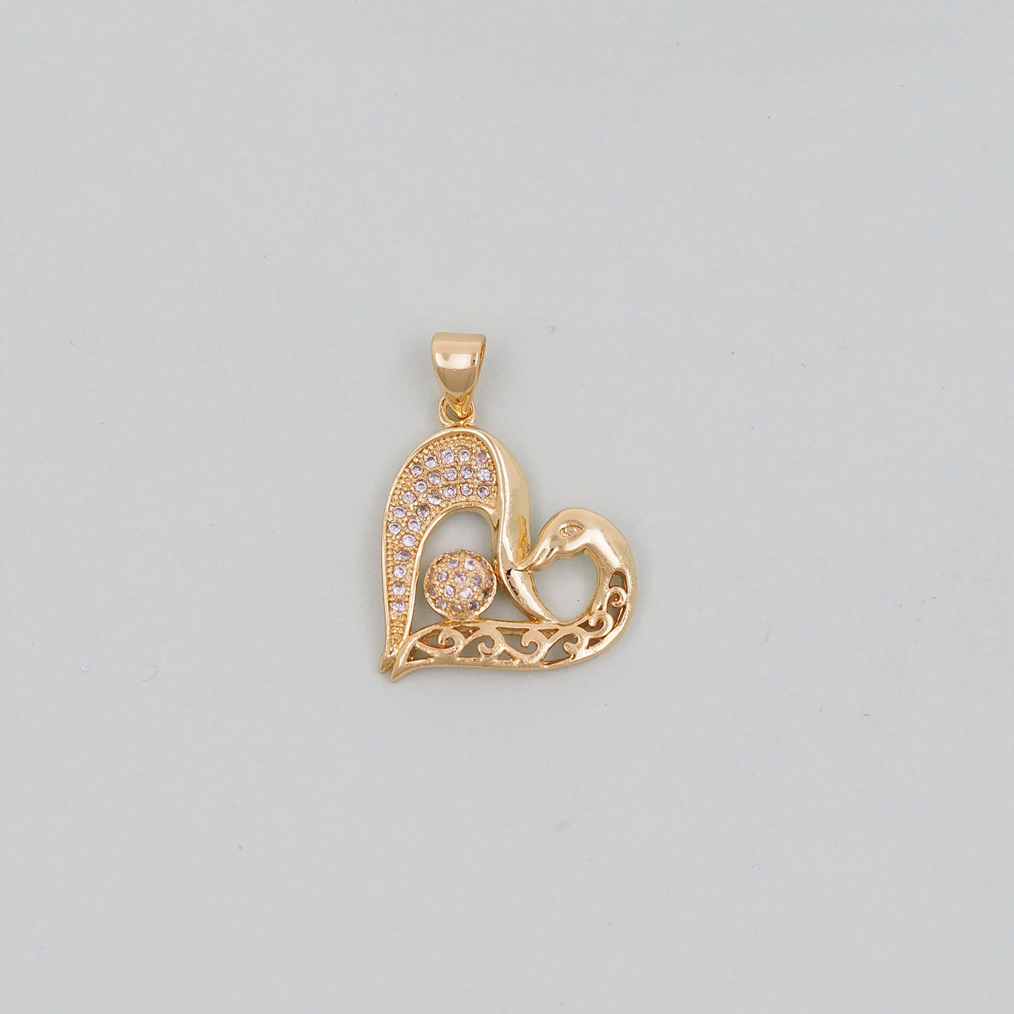 Gold Heart Charms,18K Gold Filled CZ Heart Pendant,Heart Charm Bracelet Necklace for DIY Jewelry Making Supply