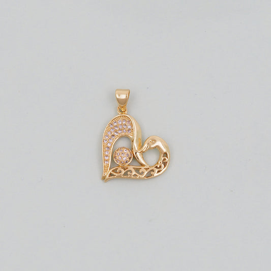 Gold Heart Charms,18K Gold Filled CZ Heart Pendant,Heart Charm Bracelet Necklace for DIY Jewelry Making Supply