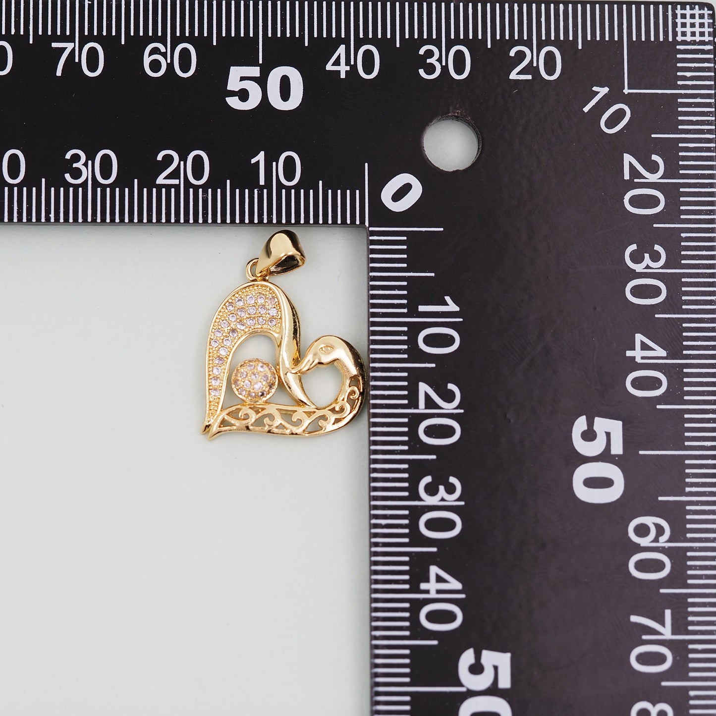 Gold Heart Charms,18K Gold Filled CZ Heart Pendant,Heart Charm Bracelet Necklace for DIY Jewelry Making Supply