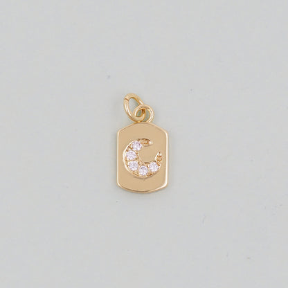 Gold Moon Charms,18K Gold Filled CZ Moon Pendant,Celestial Charm Bracelet Necklace for DIY Jewelry Making Supply