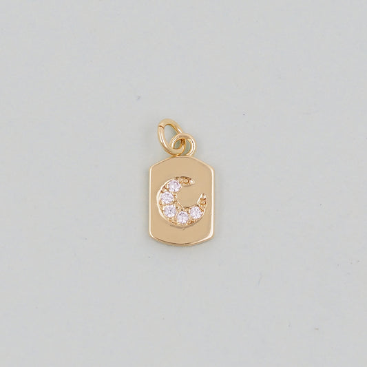 Gold Moon Charms,18K Gold Filled CZ Moon Pendant,Celestial Charm Bracelet Necklace for DIY Jewelry Making Supply