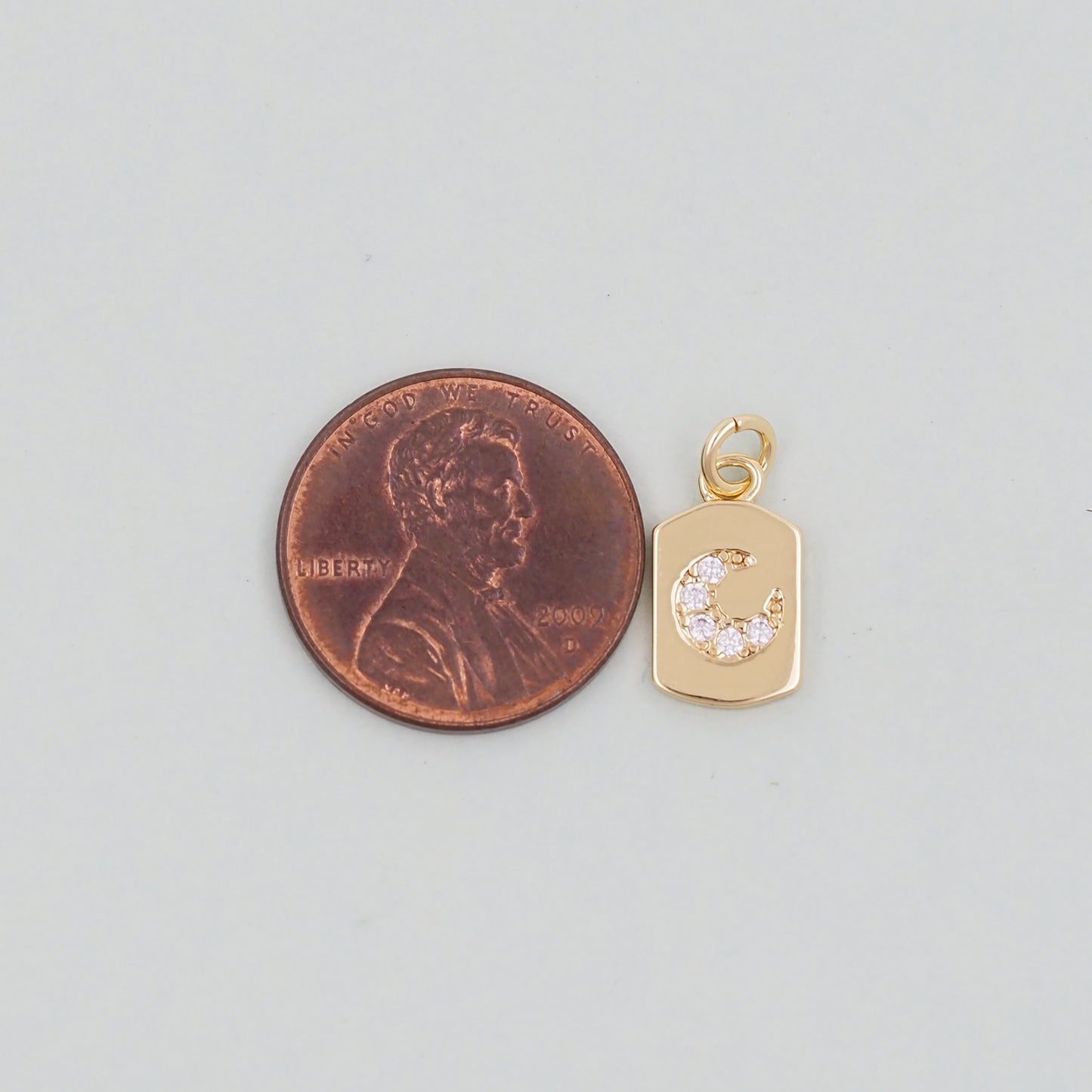 Gold Moon Charms,18K Gold Filled CZ Moon Pendant,Celestial Charm Bracelet Necklace for DIY Jewelry Making Supply
