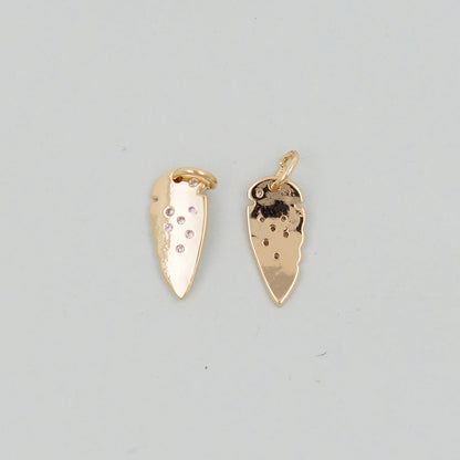Gold Leaf Charms,18K Gold Filled geometry Pendant,CZ Micro Pave Leaf Charm Bracelet Necklace for DIY Jewelry Making Supply