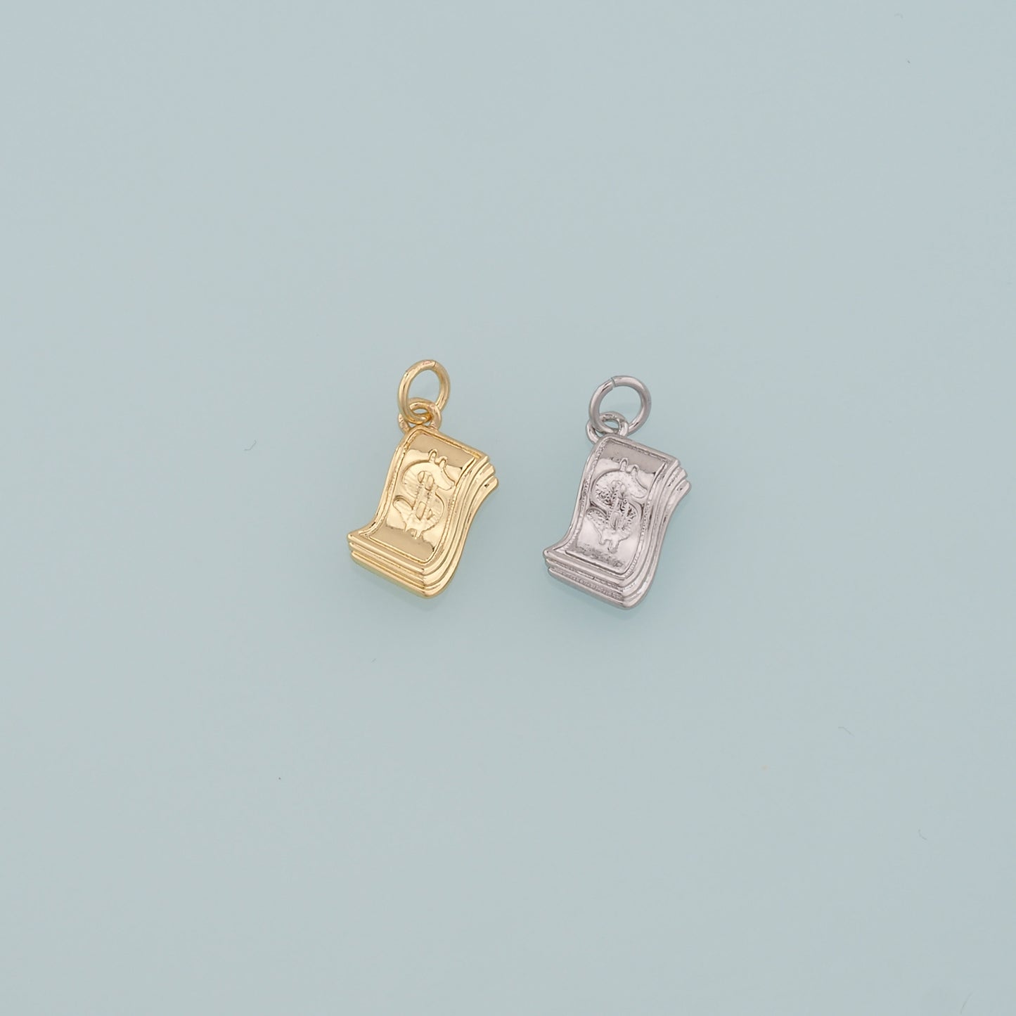 Gold Dollar Charms,18K Gold Filled Money Pendant,Dollar Charm Bracelet Necklace for DIY Jewelry Making Supply
