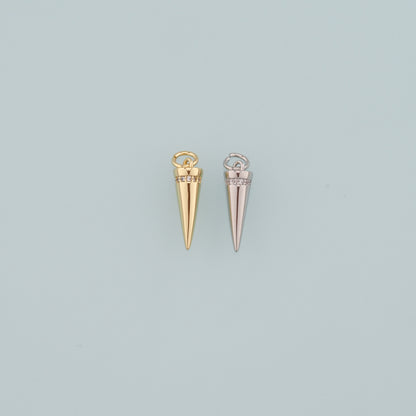 Gold Spikes Charms,18K Gold Filled Tapered Pendant,CZ Micro Pave Tapered Charm Bracelet Necklace for DIY Jewelry Making Supply