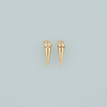 Gold Spikes Charms,18K Gold Filled Tapered Pendant,CZ Micro Pave Tapered Charm Bracelet Necklace for DIY Jewelry Making Supply