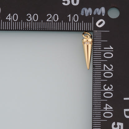 Gold Spikes Charms,18K Gold Filled Tapered Pendant,CZ Micro Pave Tapered Charm Bracelet Necklace for DIY Jewelry Making Supply