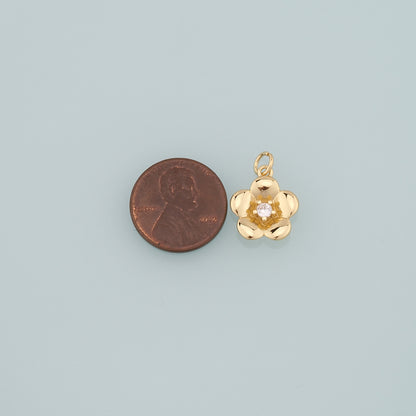 Gold Flower Charms,18K Gold Filled Flower Pendant,CZ Micro Pave Flower Charm Bracelet Necklace for DIY Jewelry Making Supply