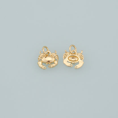 Gold Marine Life Charms,18K Gold Filled Crab Pendant,Crab Charms Bracelet Necklace for DIY Jewelry Making Supply