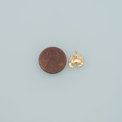 Gold Marine Life Charms,18K Gold Filled Crab Pendant,Crab Charms Bracelet Necklace for DIY Jewelry Making Supply