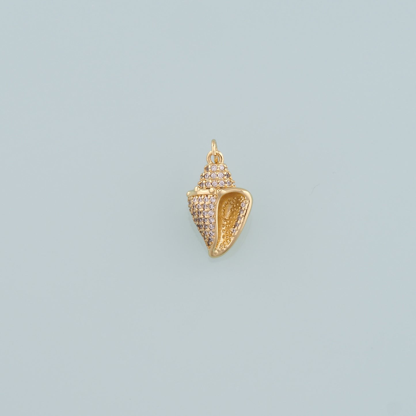 Gold Conch Charms,18K Gold Filled Conch Pendant,CZ Micro Pave Conch Shell Charm Bracelet Necklace for DIY Jewelry Making Supply