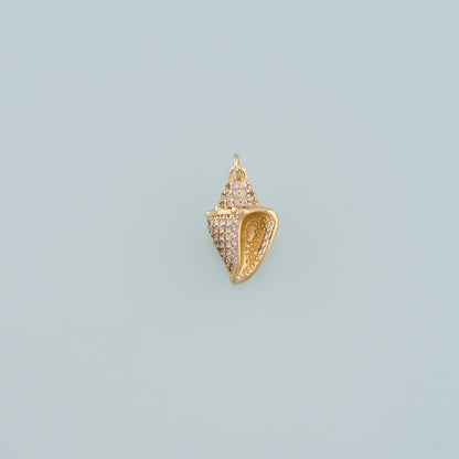 Gold Conch Charms,18K Gold Filled Conch Pendant,CZ Micro Pave Conch Shell Charm Bracelet Necklace for DIY Jewelry Making Supply