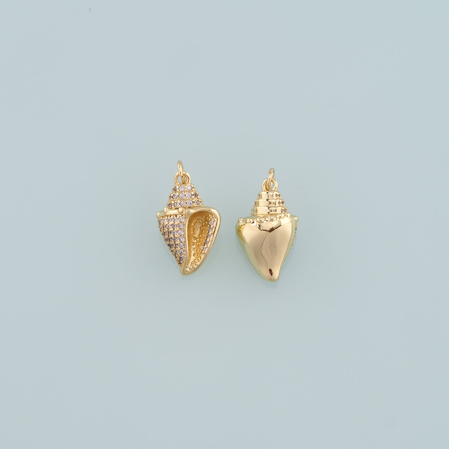Gold Conch Charms,18K Gold Filled Conch Pendant,CZ Micro Pave Conch Shell Charm Bracelet Necklace for DIY Jewelry Making Supply