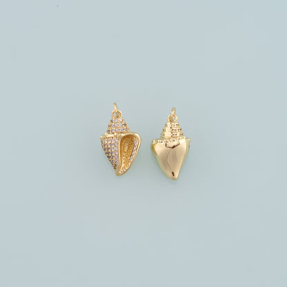 Gold Conch Charms,18K Gold Filled Conch Pendant,CZ Micro Pave Conch Shell Charm Bracelet Necklace for DIY Jewelry Making Supply