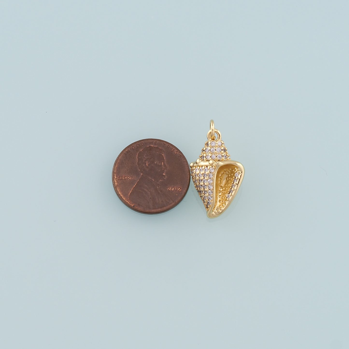 Gold Conch Charms,18K Gold Filled Conch Pendant,CZ Micro Pave Conch Shell Charm Bracelet Necklace for DIY Jewelry Making Supply