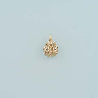 18K Gold Filled Ladybug Pendant,CZ Micro Pave Insect Charm Bracelet Necklace for DIY Jewelry Making Supply
