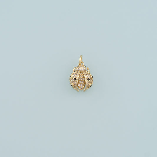 18K Gold Filled Ladybug Pendant,CZ Micro Pave Insect Charm Bracelet Necklace for DIY Jewelry Making Supply