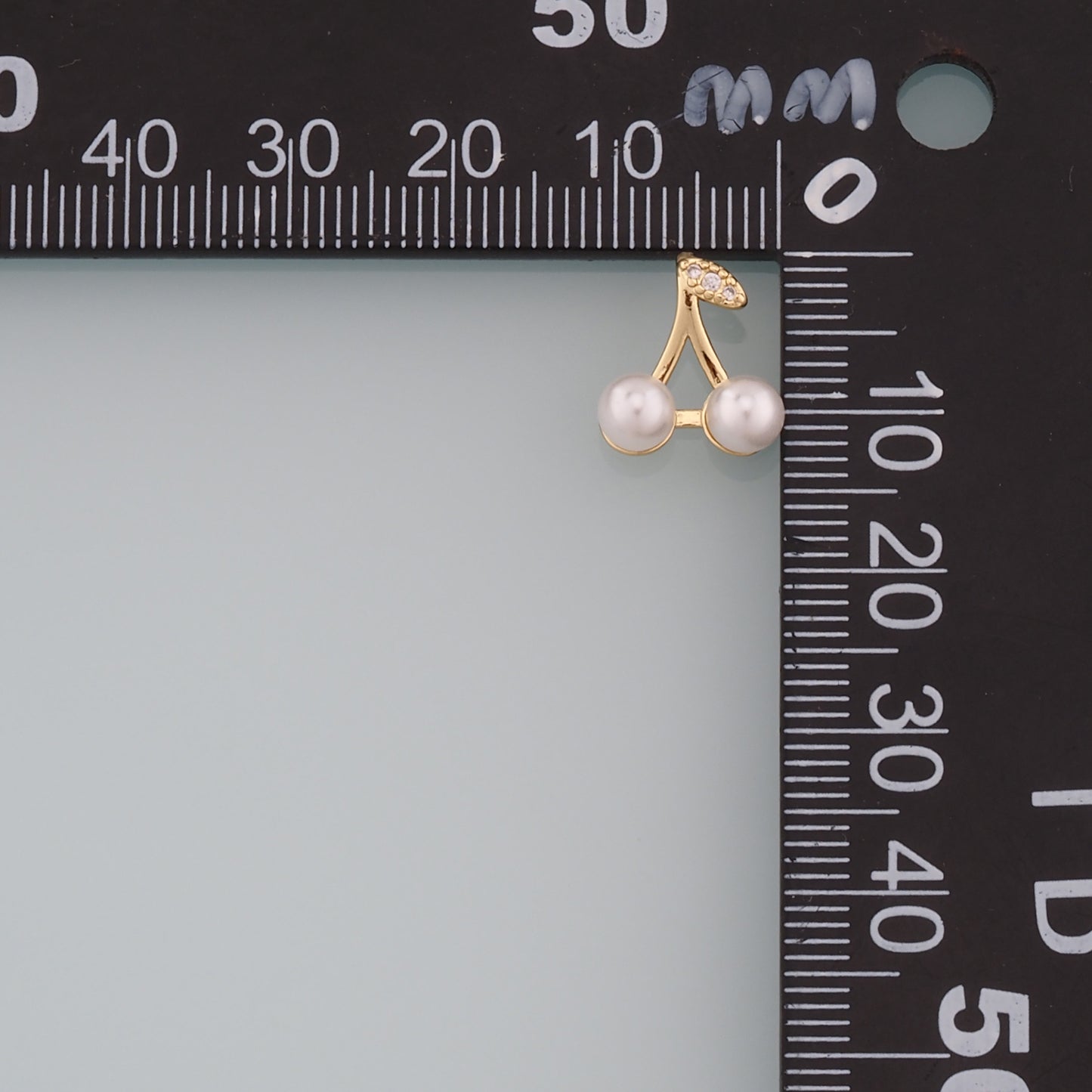 Gold Cherry Charms,18K Gold Filled Pearl Cherry Pendant,CZ Micro Pave Fruit Charm Bracelet Necklace for DIY Jewelry Making Supply