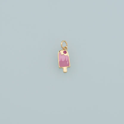 Gold Summer Charms,18K Gold Filled Ice Cream Pendant,Enamel Ice Cream Charm Bracelet Necklace for DIY Jewelry Making Supply