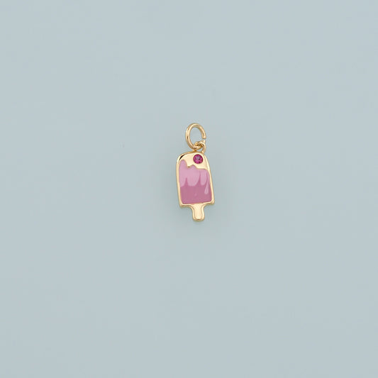 Gold Summer Charms,18K Gold Filled Ice Cream Pendant,Enamel Ice Cream Charm Bracelet Necklace for DIY Jewelry Making Supply