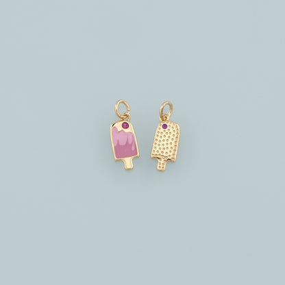 Gold Summer Charms,18K Gold Filled Ice Cream Pendant,Enamel Ice Cream Charm Bracelet Necklace for DIY Jewelry Making Supply