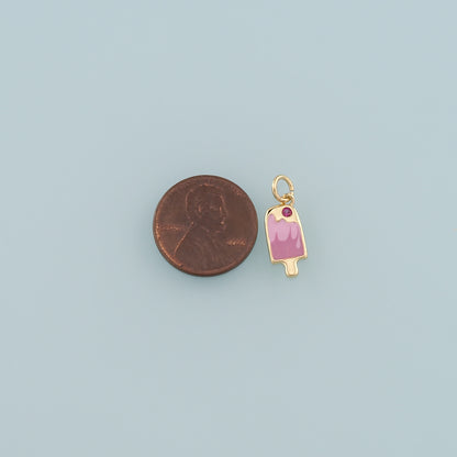 Gold Summer Charms,18K Gold Filled Ice Cream Pendant,Enamel Ice Cream Charm Bracelet Necklace for DIY Jewelry Making Supply
