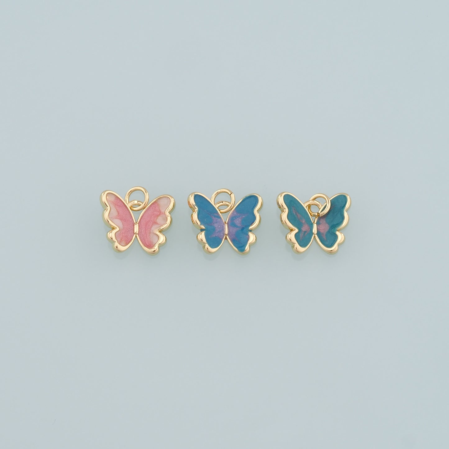 Gold Butterfly Charms,18K Gold Filled Butterfly Pendant,Enamel Butterfly Charm Bracelet Necklace for DIY Jewelry Making Supply