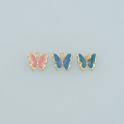 Gold Butterfly Charms,18K Gold Filled Butterfly Pendant,Enamel Butterfly Charm Bracelet Necklace for DIY Jewelry Making Supply