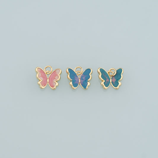 Gold Butterfly Charms,18K Gold Filled Butterfly Pendant,Enamel Butterfly Charm Bracelet Necklace for DIY Jewelry Making Supply
