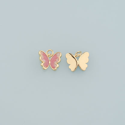 Gold Butterfly Charms,18K Gold Filled Butterfly Pendant,Enamel Butterfly Charm Bracelet Necklace for DIY Jewelry Making Supply