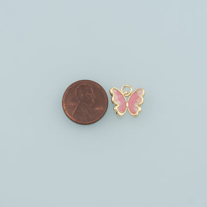 Gold Butterfly Charms,18K Gold Filled Butterfly Pendant,Enamel Butterfly Charm Bracelet Necklace for DIY Jewelry Making Supply