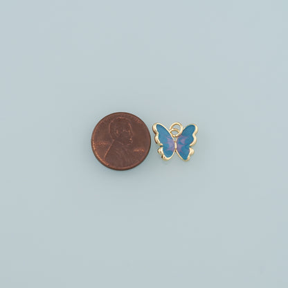 Gold Butterfly Charms,18K Gold Filled Butterfly Pendant,Enamel Butterfly Charm Bracelet Necklace for DIY Jewelry Making Supply