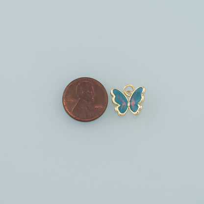 Gold Butterfly Charms,18K Gold Filled Butterfly Pendant,Enamel Butterfly Charm Bracelet Necklace for DIY Jewelry Making Supply