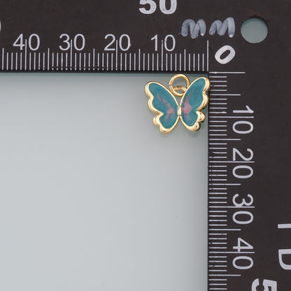 Gold Butterfly Charms,18K Gold Filled Butterfly Pendant,Enamel Butterfly Charm Bracelet Necklace for DIY Jewelry Making Supply